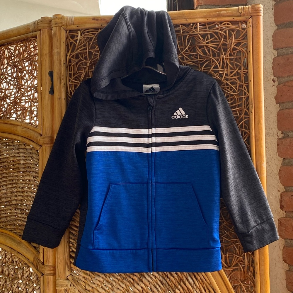 Adidas Kids Hoodie in Blue and Gray Pockets Size 4T